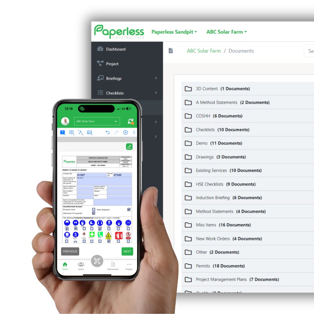 construction document management folder view and app view