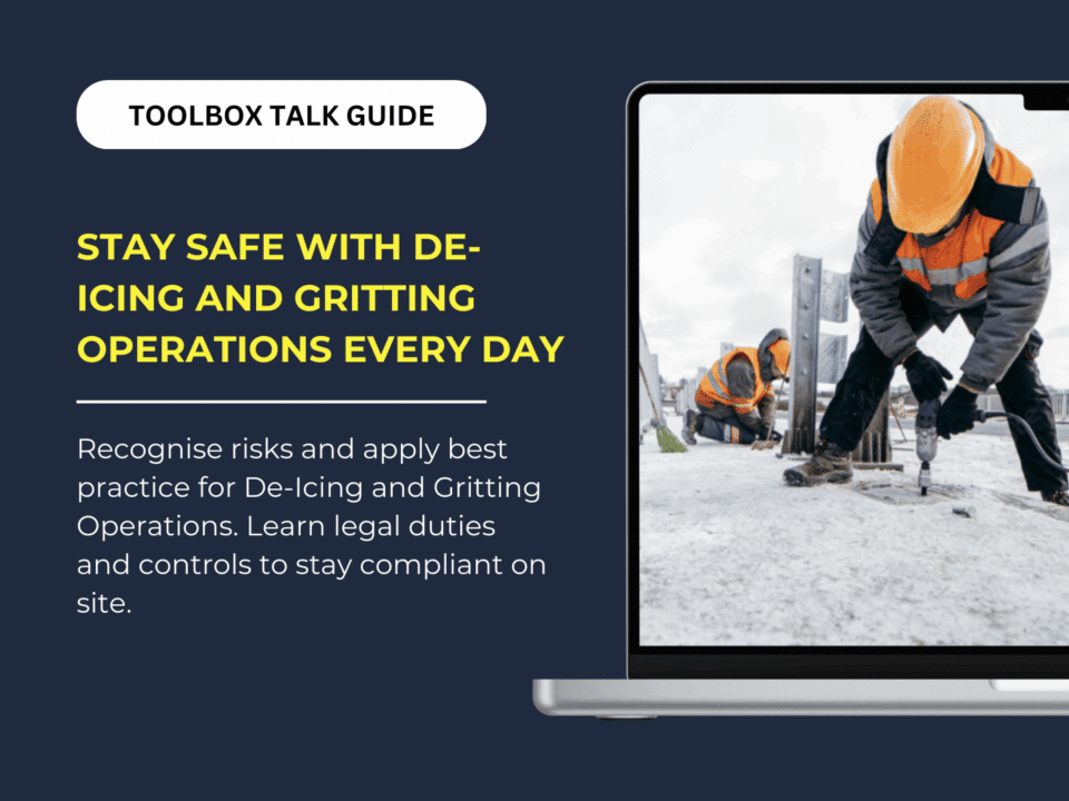Learn about de-icing and gritting operations safety hazards, typical tasks, common failures, legal duties and practical controls on UK construction sites