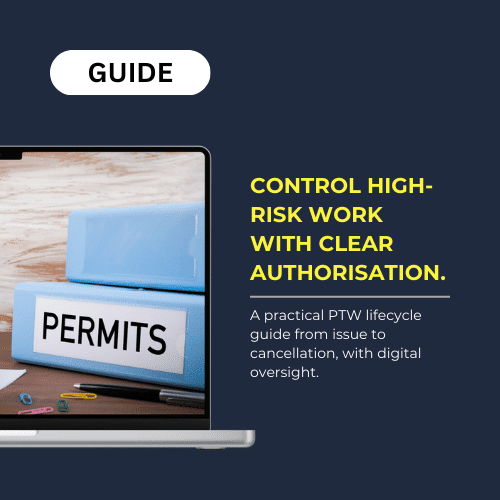 SQR hero banner for PTW systems guide focused on authorisation, isolation, monitoring, and closure evidence.