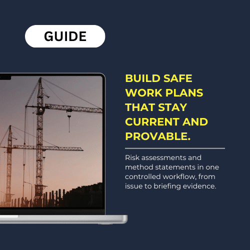 Wide hero image for RAMS guide focused on version control, distribution, and proof of communication.