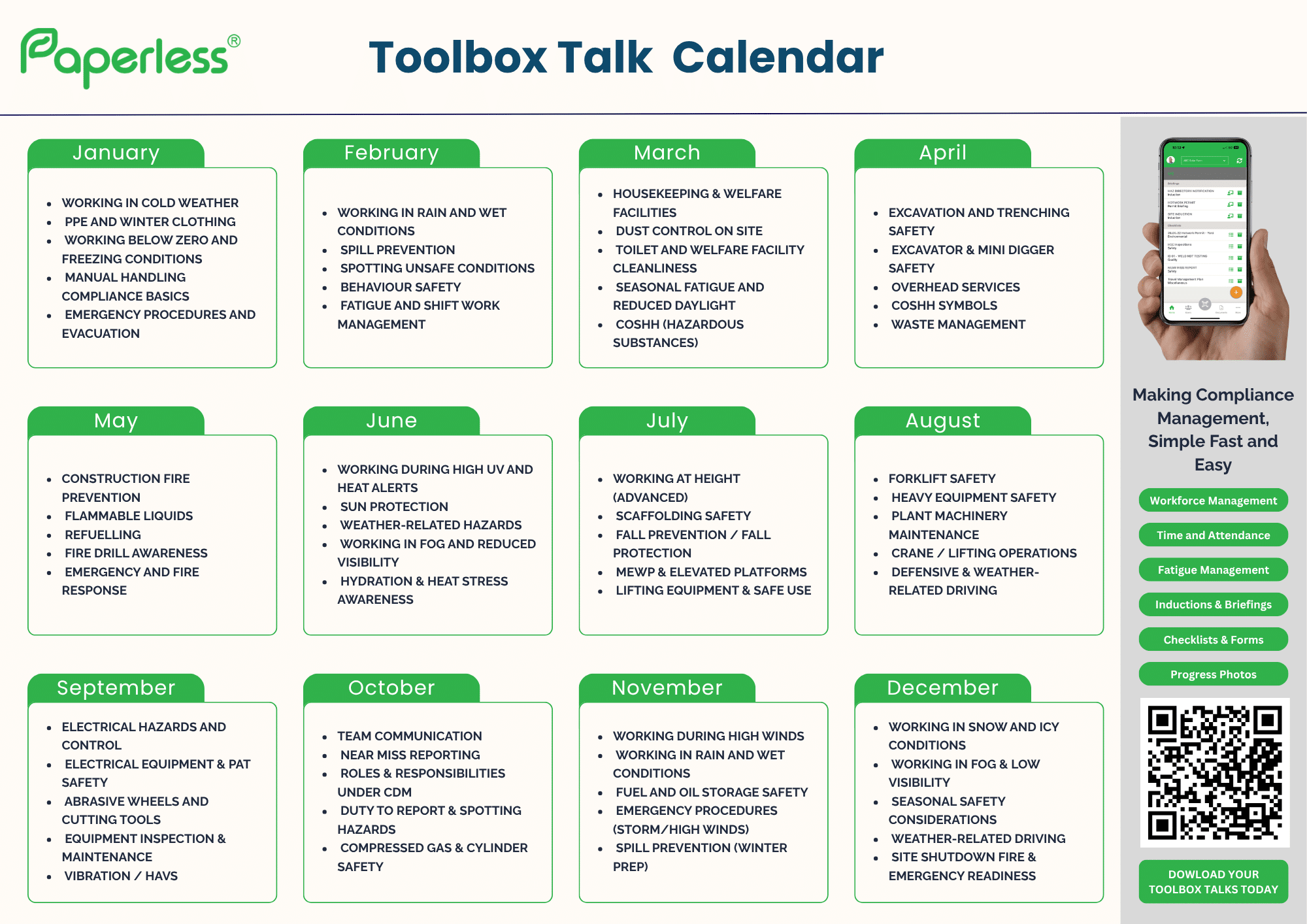 PC Toolbox Talk Calendar